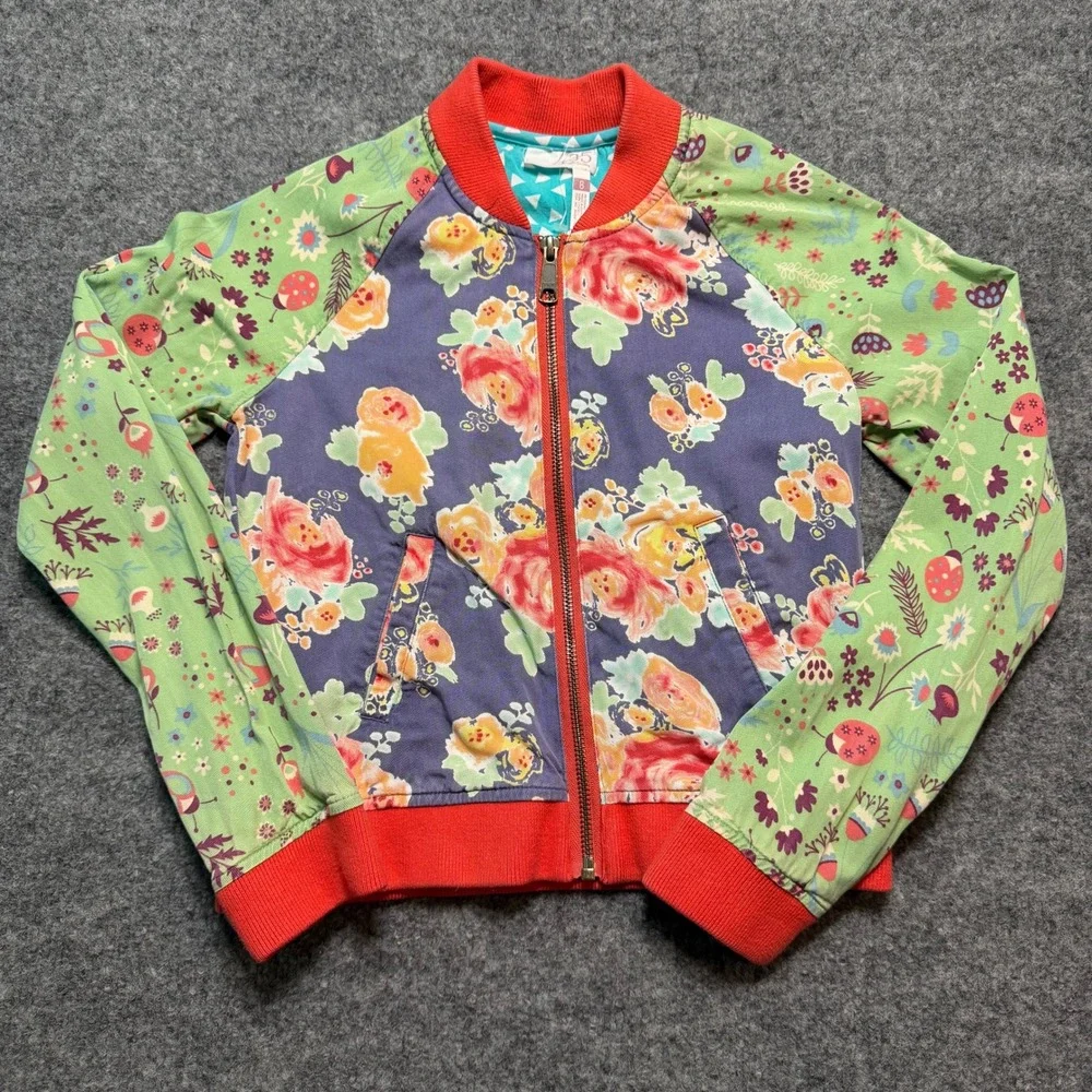 MATILDA JANE CLOTHING Girls Peanut Fern Floral Ladybug Bomber Jacket Size 8